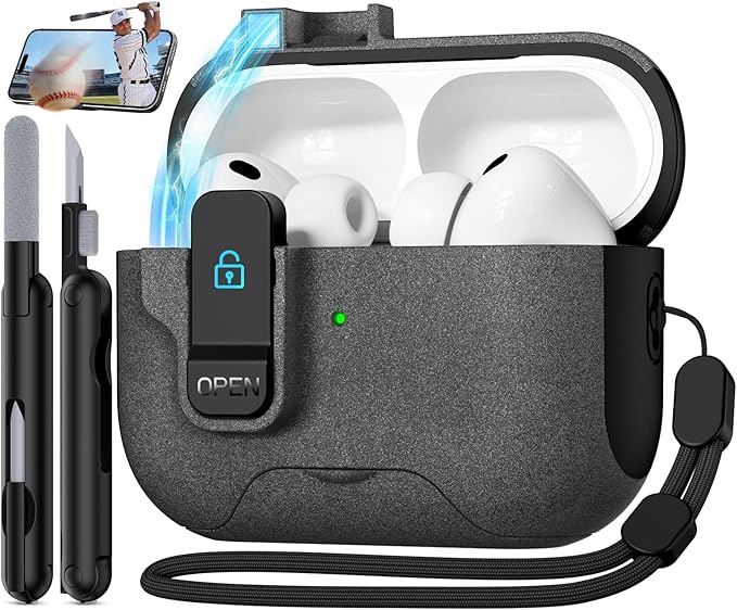 Compatible with AirPods Pro 3 2025 Case with Phone Stand & Cleaning Kit,Magnetic Automatic Lock Design Cover for Air pods Pro 3rd- (Sand Stone)