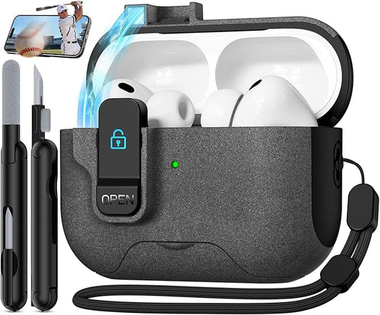 Compatible with AirPods Pro 3 2025 Case with Phone Stand & Cleaning Kit,Magnetic Automatic Lock Design Cover for Air pods Pro 3rd- (Sand Stone)