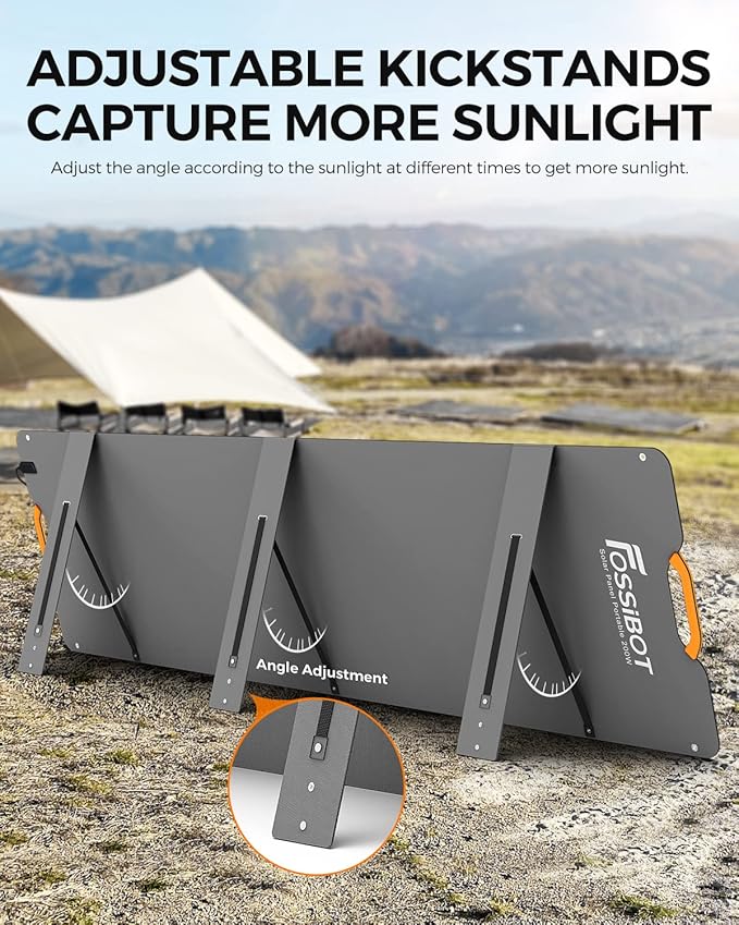 FOSSiBOT Solar Panel SP200, Foldable 200 Watts Solar Panel, Flexible Solar Panel w/Adjustable Kickstands for Home, RV, Camping, Blackout for FOSSiBOT F2400 and Other Brands Portable Power Station