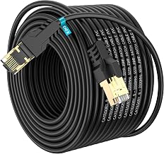 Cat 8 Ethernet Cable 200FT,High Speed 40Gbps,2000Mhz,26AWG,Gold Plated RJ45 Connector,for Outdoor&Indoor,for/PC/Modem/Router/Gaming,Faster Than Cat7/Cat6/Cat5