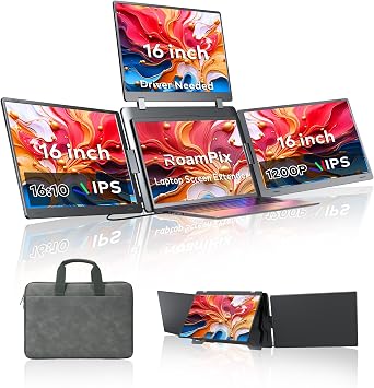 16" Laptop Screen Extender Monitor Portable, Quad Monitor, FHD 1200P IPS Laptop Extender Compatible with Wins/Mac for 13.6" - 18.5" Laptops