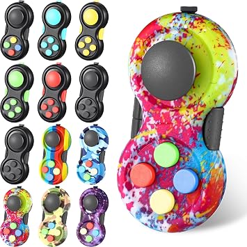 Civaner 12 Pcs Fidgets Controller Toy Fidgets Clicker Pad Game, Mixed Color