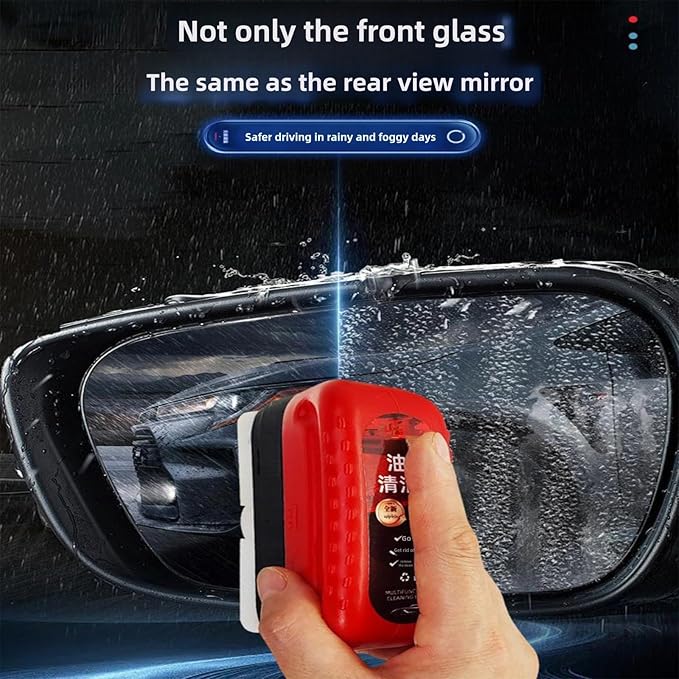 effective clean dual-sided automotive oil film cleaning brush for car windows, compact and portable with ergonomic handle, versatile use for glass cleaning board