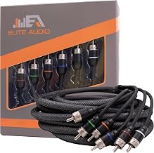 Elite Audio Premium Series 15ft. 6-Channel Car Audio RCA Cable – Double Shielded, Oxygen Free Copper, Noise Reducing Audio Cable for Amplifiers, Subwoofers, Speakers, and Processors – PRM615