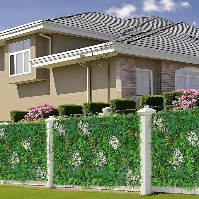 20"X20" Artificial Grass Wall, 16PCS Boxwood Panels UV-Protected Faux Grass Backdrop Wall,Greenery Privacy Hedge Screen for Outdoor Garden Patio, Indoor Party Balcony Fence Decor
