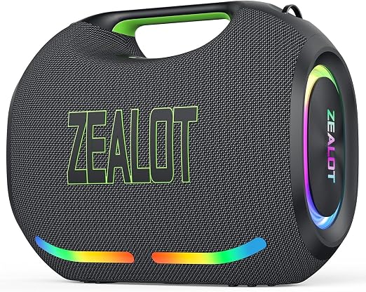 ZEALOT Loud Portable Bluetooth Speaker, 350W Max Wireless with LED Light, Dual Pairing, XBass, Bluetooth 5.3, 48000mAh, Outdoor Waterproof Speaker for Camping, Beach and Party