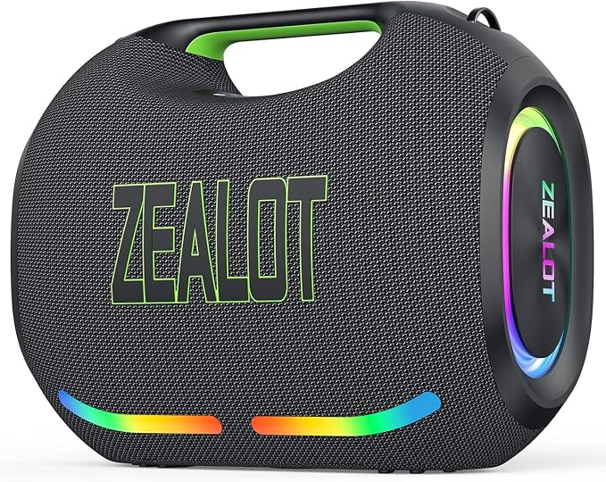 ZEALOT Loud Portable Bluetooth Speaker, 350W Max Wireless with LED Light, Dual Pairing, XBass, Bluetooth 5.3, 48000mAh, Outdoor Waterproof Speaker for Camping, Beach and Party