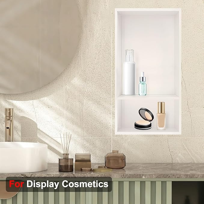 Shower Niche, Stainless Steel Elegant Bathroom Niche, No Tile Needed Recessed Shower Shelf Organizer for Storage