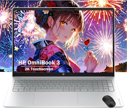 HP 16" 2K Touchscreen Laptop | AMD Ryzen 5 40 (Beat Intel i7-1165G7256) | 8GB RAM - 256GB SSD | Wi-Fi 6 - Windows11 | Microsoft Copilot AI School Students College | W/Mouse