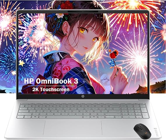 HP 16" 2K Touchscreen Laptop | AMD Ryzen 5 40 (Beat Intel i7-1165G7256) | 8GB RAM - 256GB SSD | Wi-Fi 6 - Windows11 | Microsoft Copilot AI School Students College | W/Mouse