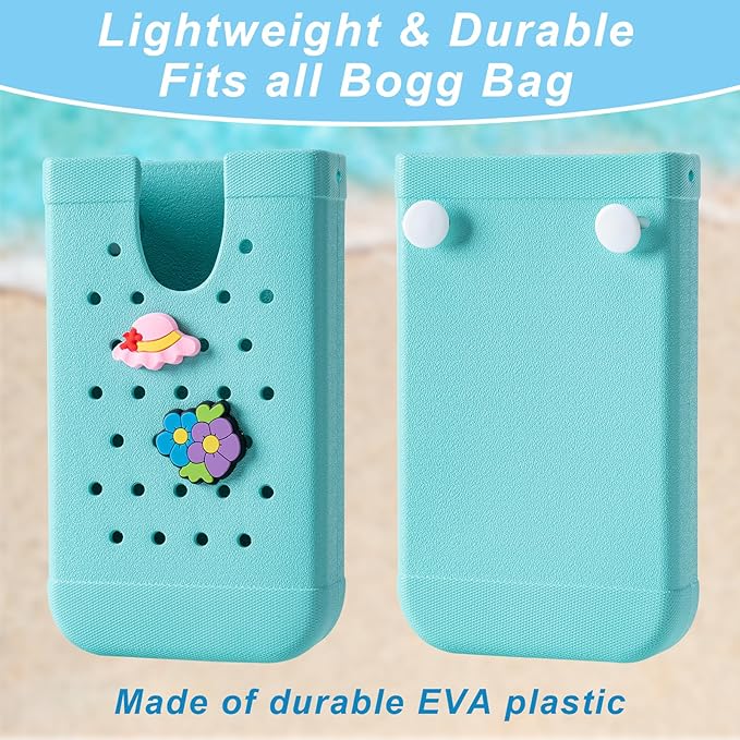 Phone Holder for Bogg Bags, Cell Phone Case Holder Compatible with All Bogg Bags, Phone Holder Accessories for Beach Tote Bags (Turquoise)