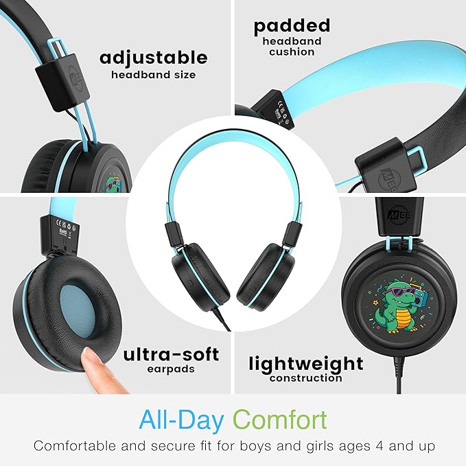 MEE audio KidJamz KJ55 Wired Children’s Headphones with 3.5mm Plug (Black, AUX Standard)