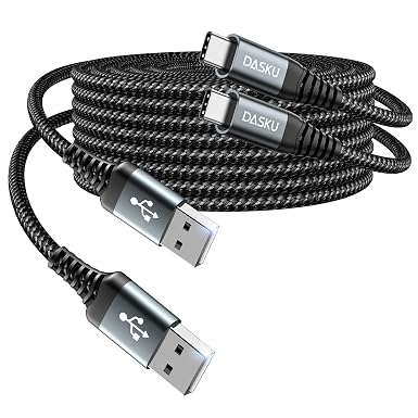 USB C Cable 3A Fast Charging [2 Pack 6FT], USB A to USB C Cable, Upgraded Extra Durable Braided USB to USB C Charger Cord Compatible with iPhone 18 17 16 15 Pro Max, Samsung Galaxy, and More-Black
