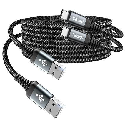 USB C Cable 3A Fast Charging [2 Pack 6FT], USB A to USB C Cable, Upgraded Extra Durable Braided USB to USB C Charger Cord Compatible with iPhone 18 17 16 15 Pro Max, Samsung Galaxy, and More-Black