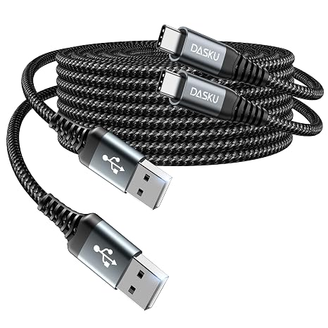 USB C Cable 3A Fast Charging [2 Pack 6FT], USB A to USB C Cable, Upgraded Extra Durable Braided USB to USB C Charger Cord Compatible with iPhone 18 17 16 15 Pro Max, Samsung Galaxy, and More-Black
