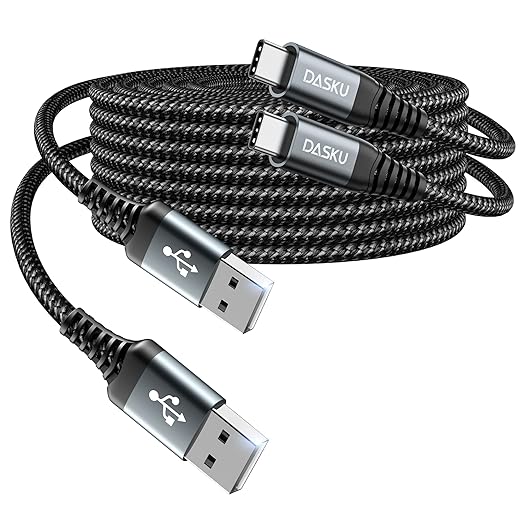 USB C Cable 3A Fast Charging [2 Pack 6FT], USB A to USB C Cable, Upgraded Extra Durable Braided USB to USB C Charger Cord Compatible with iPhone 18 17 16 15 Pro Max, Samsung Galaxy, and More-Black
