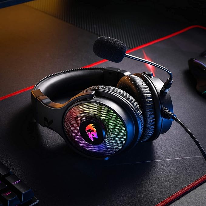 Redragon H350 RGB Wired Gaming Headset, Dynamic RGB Backlight - Stereo Surround-Sound - 50MM Drivers - Detachable Microphone, Over-Ear Headphones Works for PC/PS4/XBOX One/NS