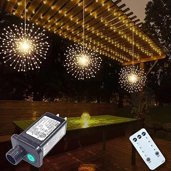 PXBNIUYA 3 PCS 600 LED Plug in Starburst Lights,Firework Lights Warm White - Image 1