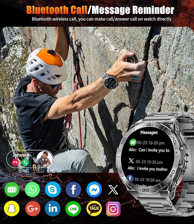 SUNKTA Military Smart Watch for Men,1.6" AMOLED Screen/600mAh Battery/5ATM Waterproof Smartwatches (Answer/Dial Calls) Fitness Tracker with Sleep Tracking/Heart Rate for Android iOS