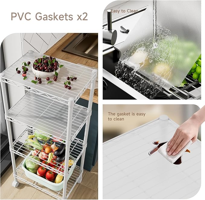 4 Tier Adjustable Storage Shelves Metal Utility Shelf Wire Shelving Unit Organizer Rack for Home Kitchen Office Bathroom Pantry Room 12" D x 18" W x 44" H