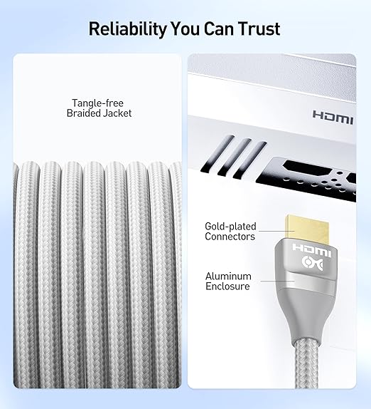 Cable Matters 48Gbps Ultra HD 8K HDMI Extension Cable - 3.3ft / 1m, Supports [8K@60Hz / 4K@240Hz with HDR], HDMI Male to Female Extender Cable, Titanium Silver