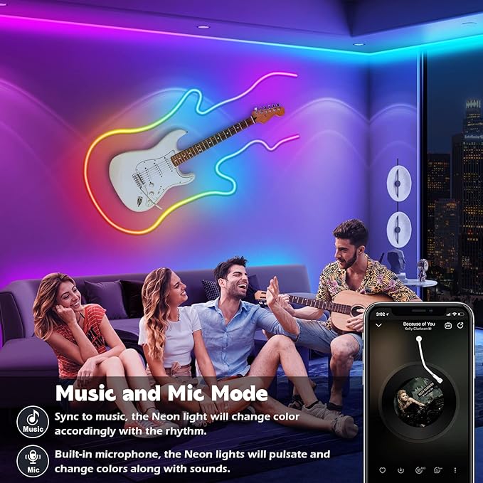 AILBTON 32.8Ft Neon Rope Lights,Flexible Led Rope Lights Control with App/Remote,Multiple Modes Rope Lights,IP65 Outdoor RGB Led Neon Light Waterproof,Music Sync Gaming