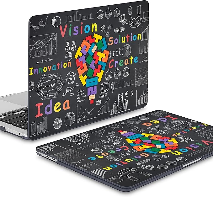 Mektron for MacBook Pro 13-inch Case 2022 2021 2020 A2338 M2 M1 A2289 A2251, Printed Plastic Hard Shell Cover for MacBook Pro 13.3-inch Touch Bar/Touch ID, Geometric Blackboard