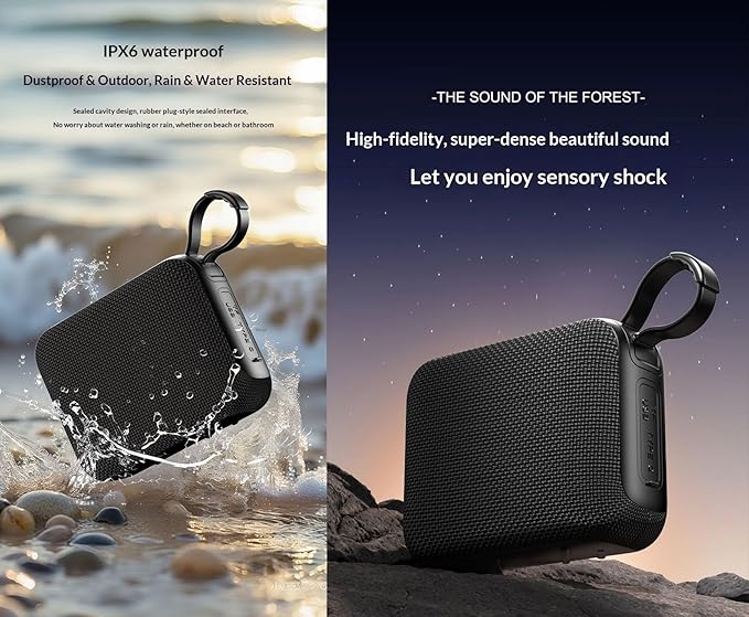 Outdoor Bluetooth Speaker, Portable Wireless Speaker with 10W Stereo Sound, IPX6 Waterproof, Bluetooth 5.3 for Stable Connection, TWS Pairing for 20W Loud Audio, Perfect for Camping, Beach, Party
