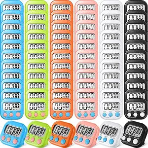 Macarrie 72 Pcs Digital Kitchen Timer Bulk Magnetic Timers for Classroom LCD Display Loud Alarm Electronic Timer Minute Second Clock Timer for Teacher Exercise Cook Baking