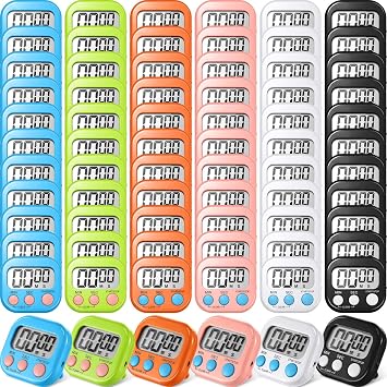 Macarrie 72 Pcs Digital Kitchen Timer Bulk Magnetic Timers for Classroom LCD Display Loud Alarm Electronic Timer Minute Second Clock Timer for Teacher Exercise Cook Baking