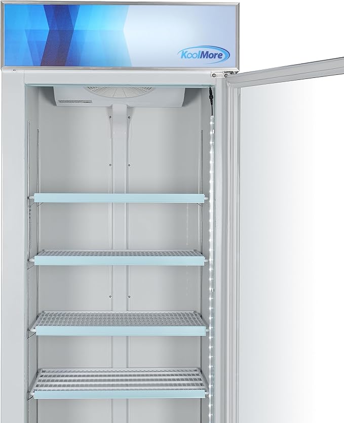 KoolMore MDF-1GD-23C-WH 31 in. Commercial One Glass Door Display Upright Freezer Merchandiser in White 23 Cu. Ft