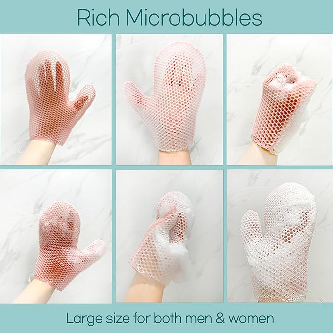 Body Glove, Honeycomb Exfoliating Glove for Sensitive Skin, Body Scrubber Mitt, Massage for Wet or Dry Skin (Mint)