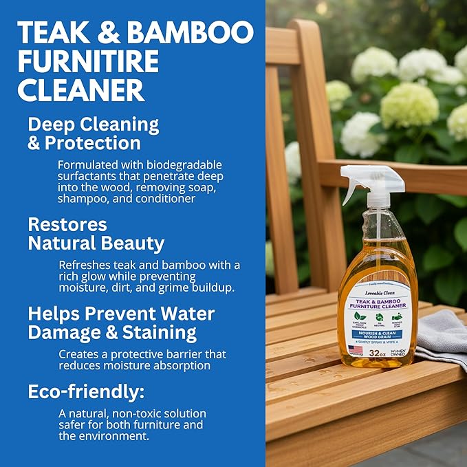 Loveable EcoDecors Complete Teak Care Bundle - 24oz Teak Oil, 32oz Cleaner, 16oz Protexion, and 32oz Stain Remover