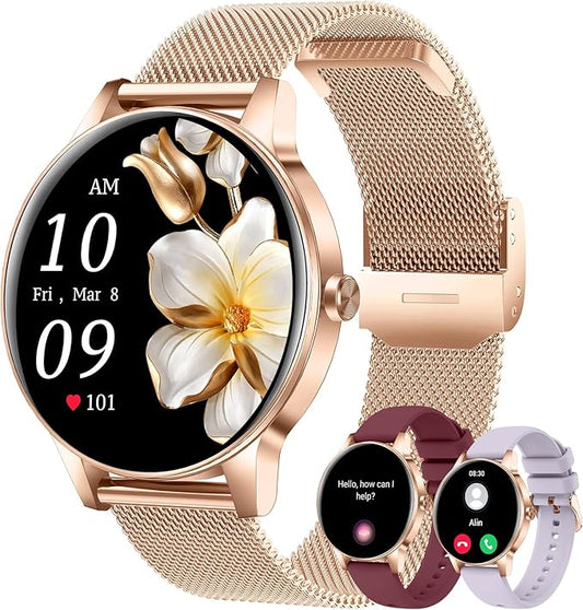 Smart Watch for Women(Answer/Make Calls), 1.27" HD Screen Fitness Tracker with Heart Rate/Sleep Monitor, 130+ Sport Modes IP68 Waterproof Activity Tracking, Smartwatch for Android Phones iPhone