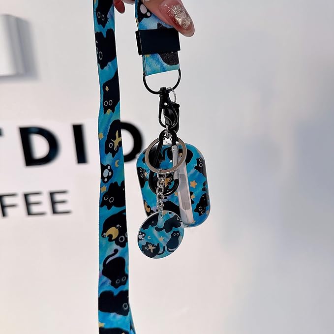 Cute Cat Design Air Pod Pro 3 Generation Case（2025） with Cat Lanyard Keychain，Unique IMD Process TPU Soft Pro 3 Case