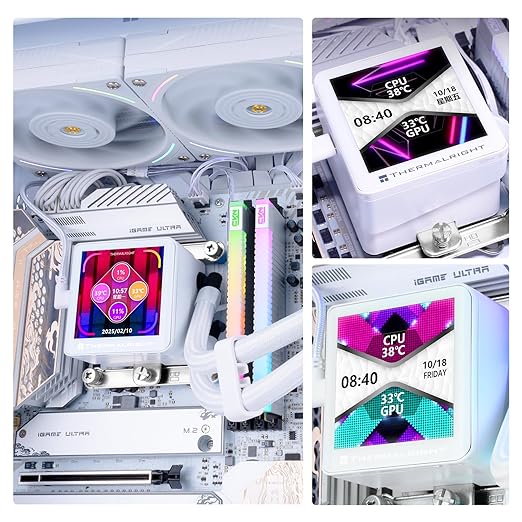 Thermal-Right Frozen Vision 360 ARGB V2 White CPU Liquid Cooler - Magnetic Fixed 2.88??Display DIYable Theme, 2150RPM PWM Fan for AMD AM4/AM5, LGA115X/1200/1700/1851/2011/2066