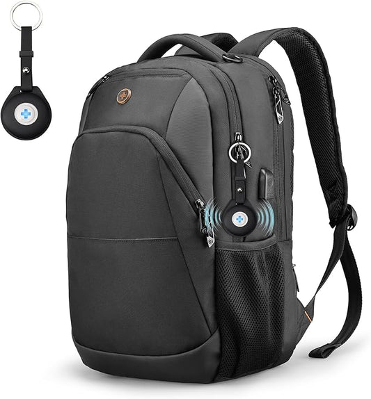Swissdigital Design Adult Laptop Backpack, College Laptops Backpack with USB Charging Port for Men and Women Fits 16 Inch Notebook with Finder Keychain, Bluetooth Tracker, Item Locator for Keys