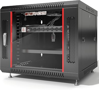 9U Wall Mount Server Rack Cabinet – 19" Network Rack Enclosure, 18" Deep Data Rack Cabinet with Fan, PDU & Shelf for IT Equipment, Switches and Patch Panel