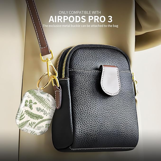 Compatible with AirPod Pro 3 (2025),Cute Case Cover for Women & Men, Full Protection Shockproof Hard Case with Keychain, Wireless Charging Case Accessories(Vintage Ferns)