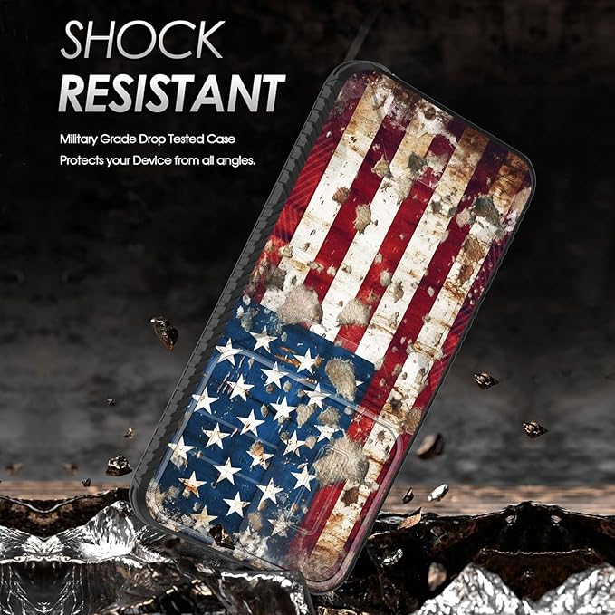 for Galaxy S26 Case Built in Slide Camera Lens Cover,Heavy Duty Shockproof Protection Dual Layer Case for Samsung Galaxy S26 6.3" 2026,Rustic American Flag