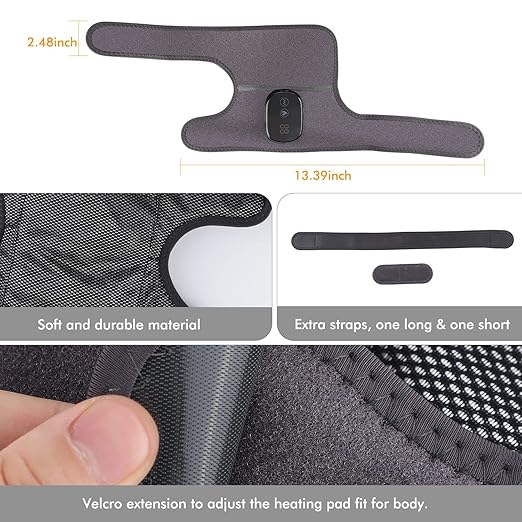 Heated Knee Massager Shoulder Heating Pads Elbow Brace 3 in 1 with Vibration, Cordless Rechargeable Heating Knee Warmers Wrap for Shoulder Elbow Knee Stress Relief