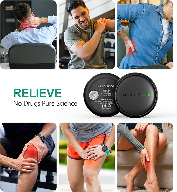 Medcursor Wireless 3-in-1 TENS Unit, Dual-Channel Muscle Stimulator with App Control & Session Memory, EMS Machine with 25 Intensities and 8 Target Areas, Storage Pouch, Designed for Back Pain Relief