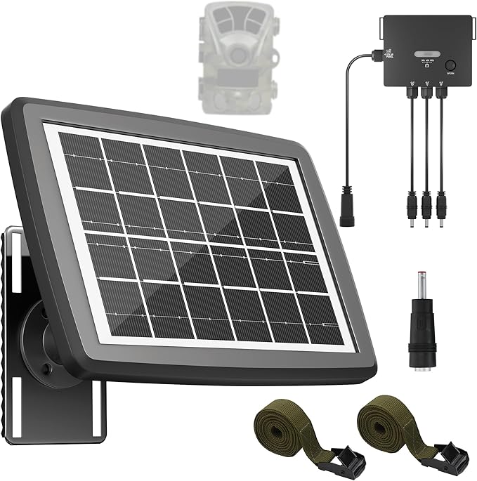 SUNAPEX Solar Panel for Trail Camera, 4500mAh Solar Battery Charger with Built-in Battery and Controller, DC 6V/9V/12V Output, for Trail Camera Hunting Accessory (3W Solar Charger for Trail Camera)