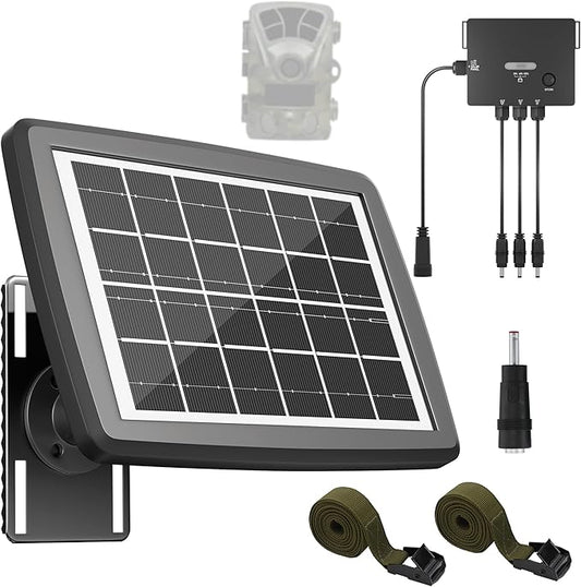 SUNAPEX Solar Panel for Trail Camera, 4500mAh Solar Battery Charger with Built-in Battery and Controller, DC 6V/9V/12V Output, for Trail Camera Hunting Accessory (3W Solar Charger for Trail Camera)