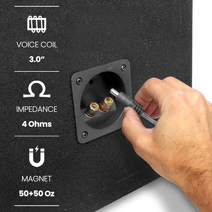 Pyle 12'' Single Series Vented Subwoofer Enclosure - High Powered Woofers with a Non-Pressed Paper Cone, Rear Vented Design with Santoprene Surround - PLSQ12BS