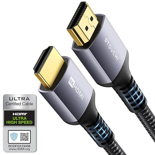 Stouchi 10K 8K HDMI Cable 6ft [Certified] 48Gbps Ultra High Speed for PS5, Xbox Series X, Apple TV 4K, Mac mini M4-10K 8K60Hz 4K120Hz 144Hz eARC HDR10+ Resolves Audio Sync & Screen Blackouts