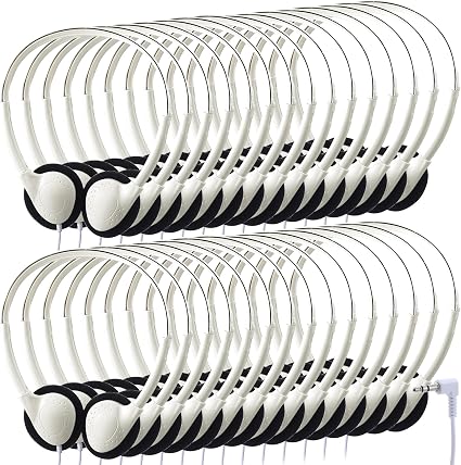 Konohan 10 Pack Headphones Bulk Classroom Headphones, White, Classic