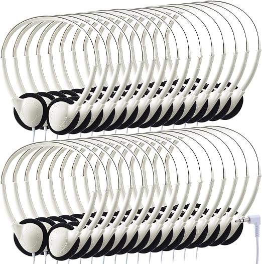 Konohan 10 Pack Headphones Bulk Classroom Headphones, White, Classic