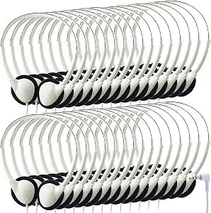 Konohan 10 Pack Headphones Bulk Classroom Headphones, White, Classic