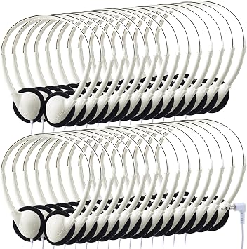 Konohan 10 Pack Headphones Bulk Classroom Headphones, White, Classic